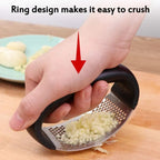 Stainless Steel Garlic Press Crusher | Manual Rocking Garlic Mincer & Ginger Chopper | Handheld Garlic Crusher Tool for Easy Kitchen Cooking