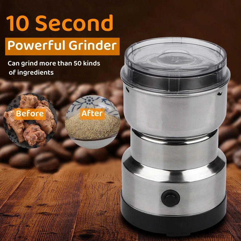 Mini Electric Coffee & Spice Grinder Machine | Stainless Steel Coffee Bean & Masala Grinder | Portable Kitchen Grinder Machine for Dry Nuts, Seeds & Spices – High Quality 330W Appliance