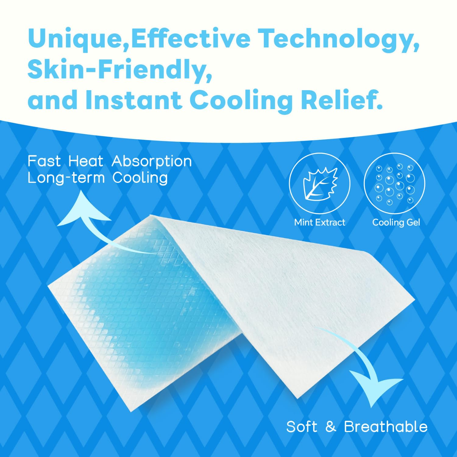 6 Pcs Fever Cooling Gel Patch | Cooling Gel Patch for Headache, Migraine & Fever Relief | Forehead Cooling Patch for Kids & Adults