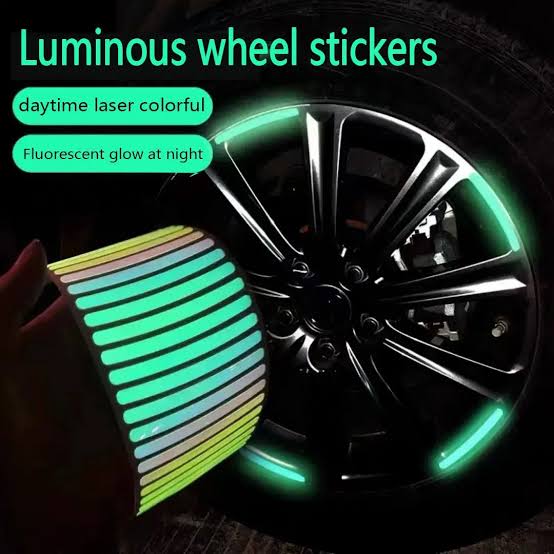 20PCS Car Wheel Rim Reflective Stickers | Luminous Tire Rim Strips for Night Safety | Auto Reflective Decals & Car Rim Protector Tape for Tyres and Motorcycles