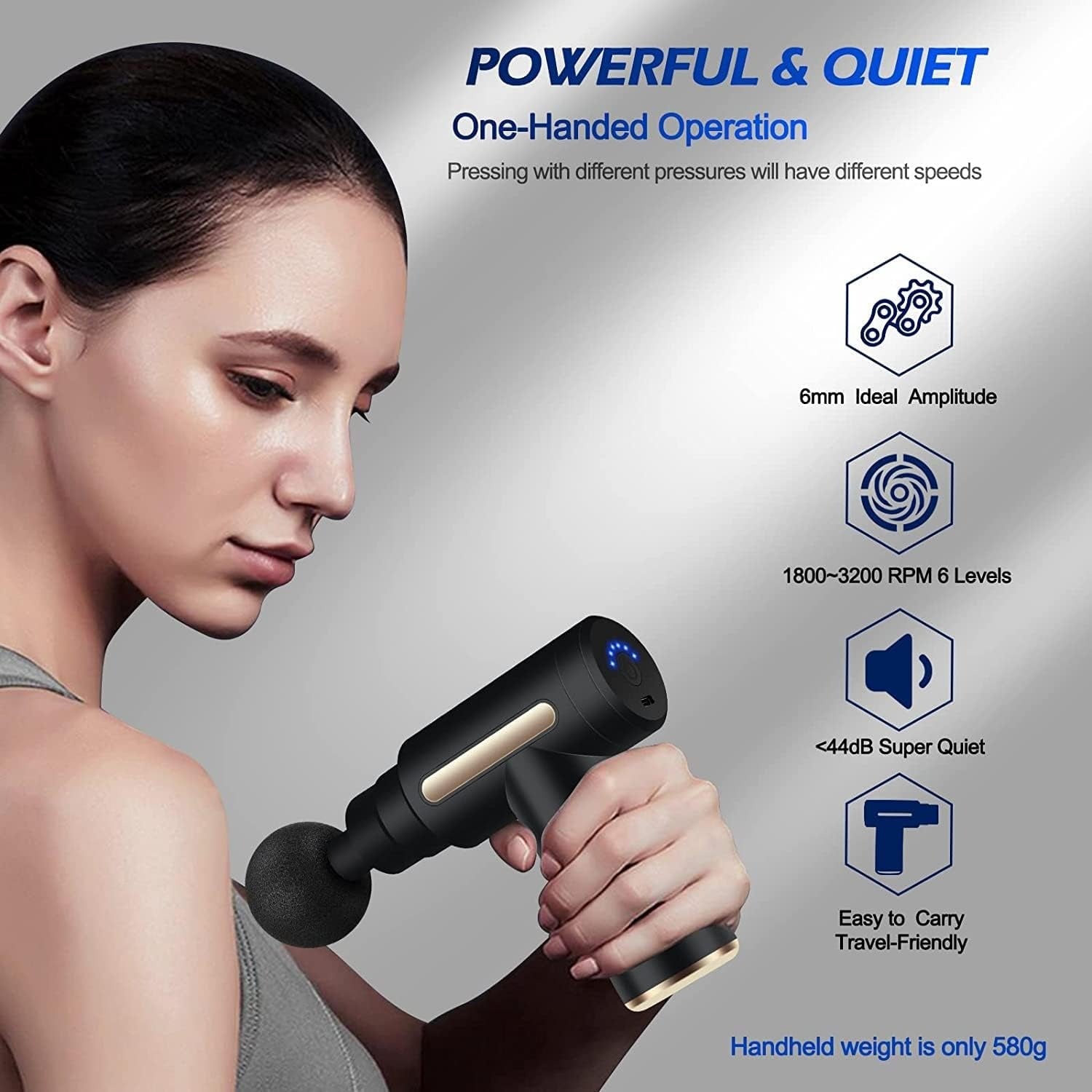 Professional Deep Tissue Massage Gun | Handheld Electric Muscle Massager | Rechargeable Portable Massage Gun for Neck, Back & Full Body Relaxation
