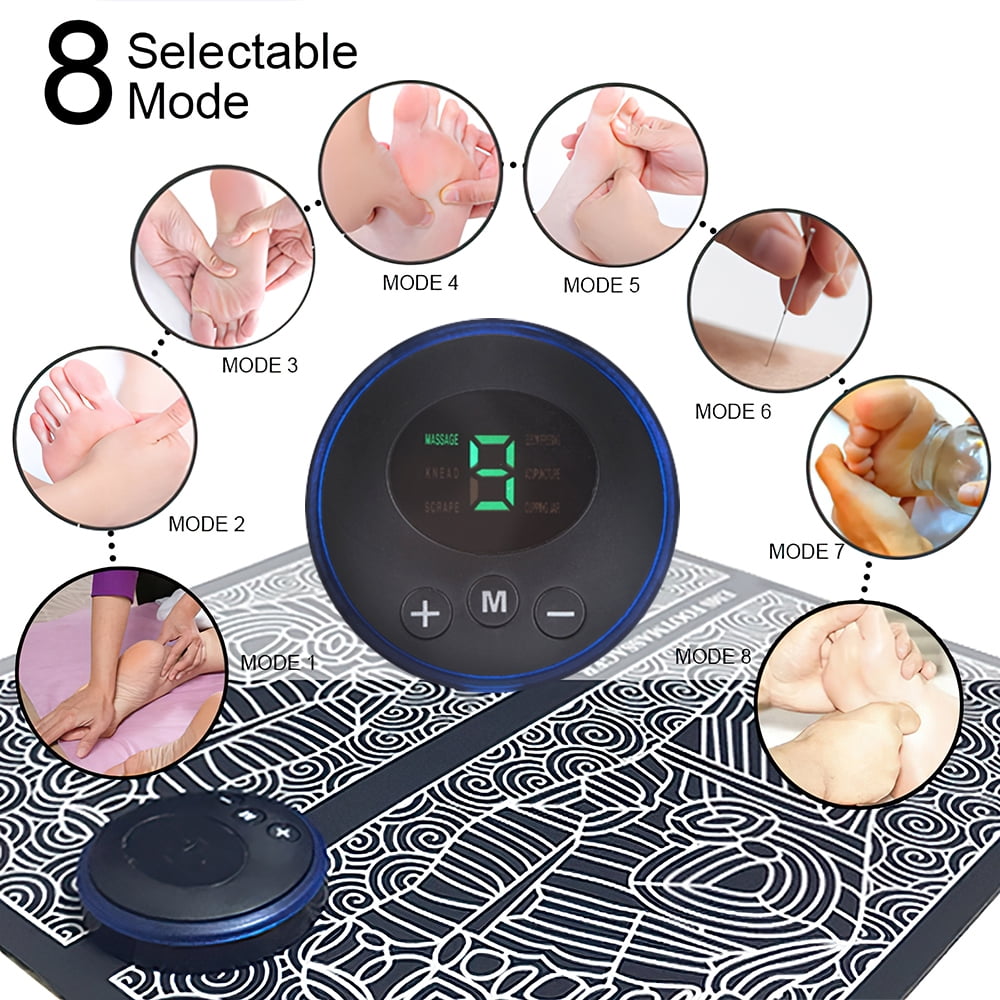 EMS Foot Massager Mat – Electric Foot Stimulation Pad with Multiple Modes | Rechargeable, Portable Foot Relaxation Mat for Home & Office Use