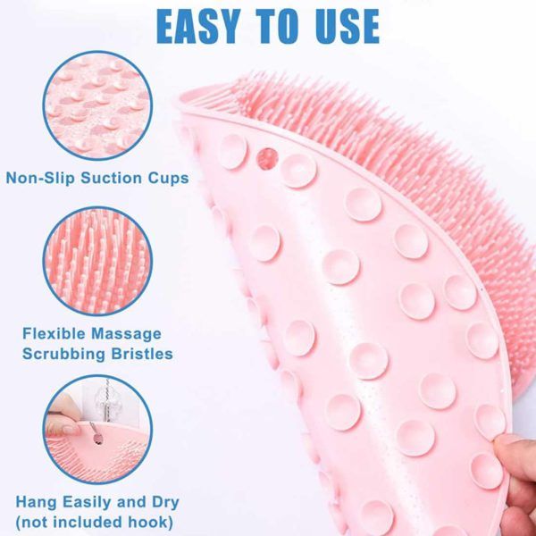 Silicone Shower Foot Scrubber Mat | Wall-Mounted Foot Cleaner with Suction Cups | Non-Slip Exfoliating Massage Mat for Feet & Back Cleaning in Bathroom