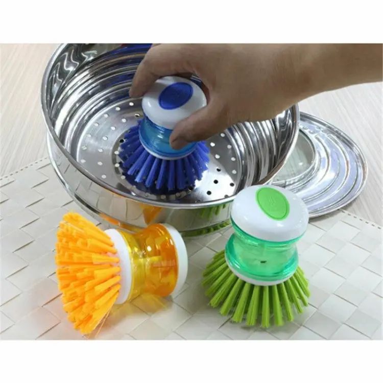 Liquid Soap Dispensing Dishwashing Brush | Self-Dispensing Kitchen Scrub Brush | Pot & Pan Cleaning Brush with Durable Bristles for Sink and Utensils