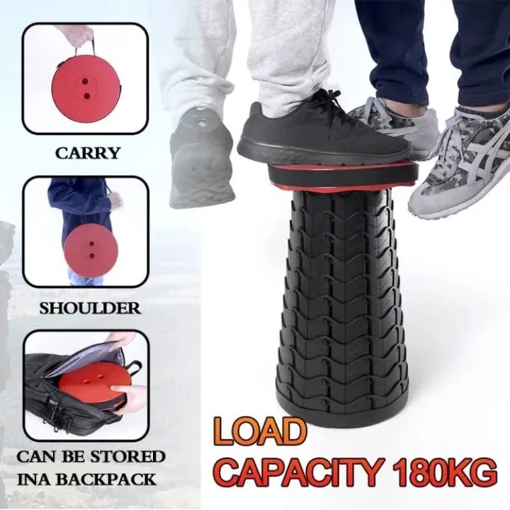 Portable Retractable Folding Stool | Adjustable Height Telescopic Collapsible Chair for Camping, Travel & Outdoor Use | Lightweight Compact Foldable Seat for Easy Carry Anywhere