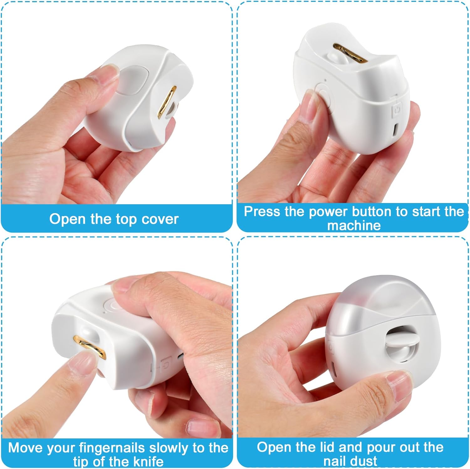 Electric Automatic Nail Clipper | USB Rechargeable Nail Trimmer with Built-in Light & Nail Scrap Catcher | Portable Electric Nail File Machine for Baby, Kids, Adults & Seniors | Safe Manicure Grooming Tool