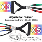 11 PCS Resistance Band Set – Power Exercise Fitness Bands with Elastic Tubes, Handles, Door Anchor & Ankle Straps | Home Gym Workout & Stretch Bands for Men and Women