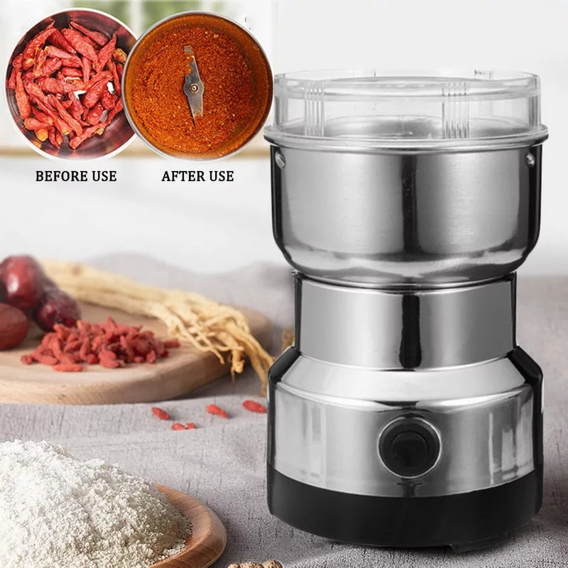 Mini Electric Coffee & Spice Grinder Machine | Stainless Steel Coffee Bean & Masala Grinder | Portable Kitchen Grinder Machine for Dry Nuts, Seeds & Spices – High Quality 330W Appliance