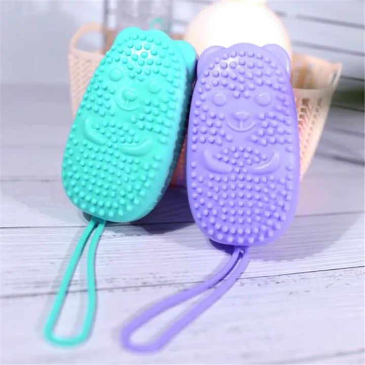 Silicone Body Scrubber Bath Sponge | 2-in-1 Exfoliating Body Brush & Shower Loofah | Soft Silicone Body Cleaning Brush for Women, Men & Kids