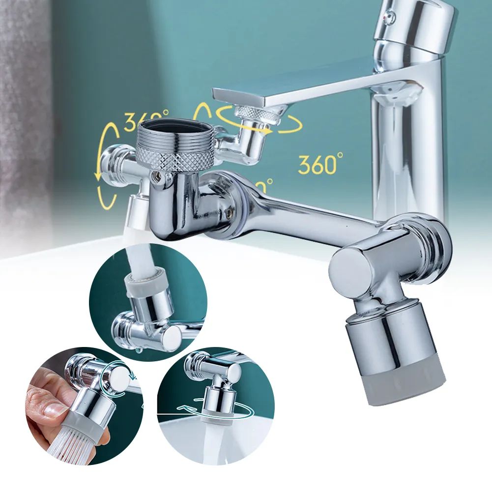 Universal 1080° Rotating Faucet Splash Filter | Adjustable Dual-Mode Water Saving Tap Extender | 360° Rotatable Faucet Aerator for Kitchen & Bathroom Sink | Splash-Proof Nozzle Attachment