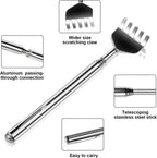 Telescopic Stainless Steel Back Scratcher | Extendable Back Massager Stick with Claw | Adjustable Retractable Itch Relief Tool for Men & Women | Portable Pocket Back Scratcher