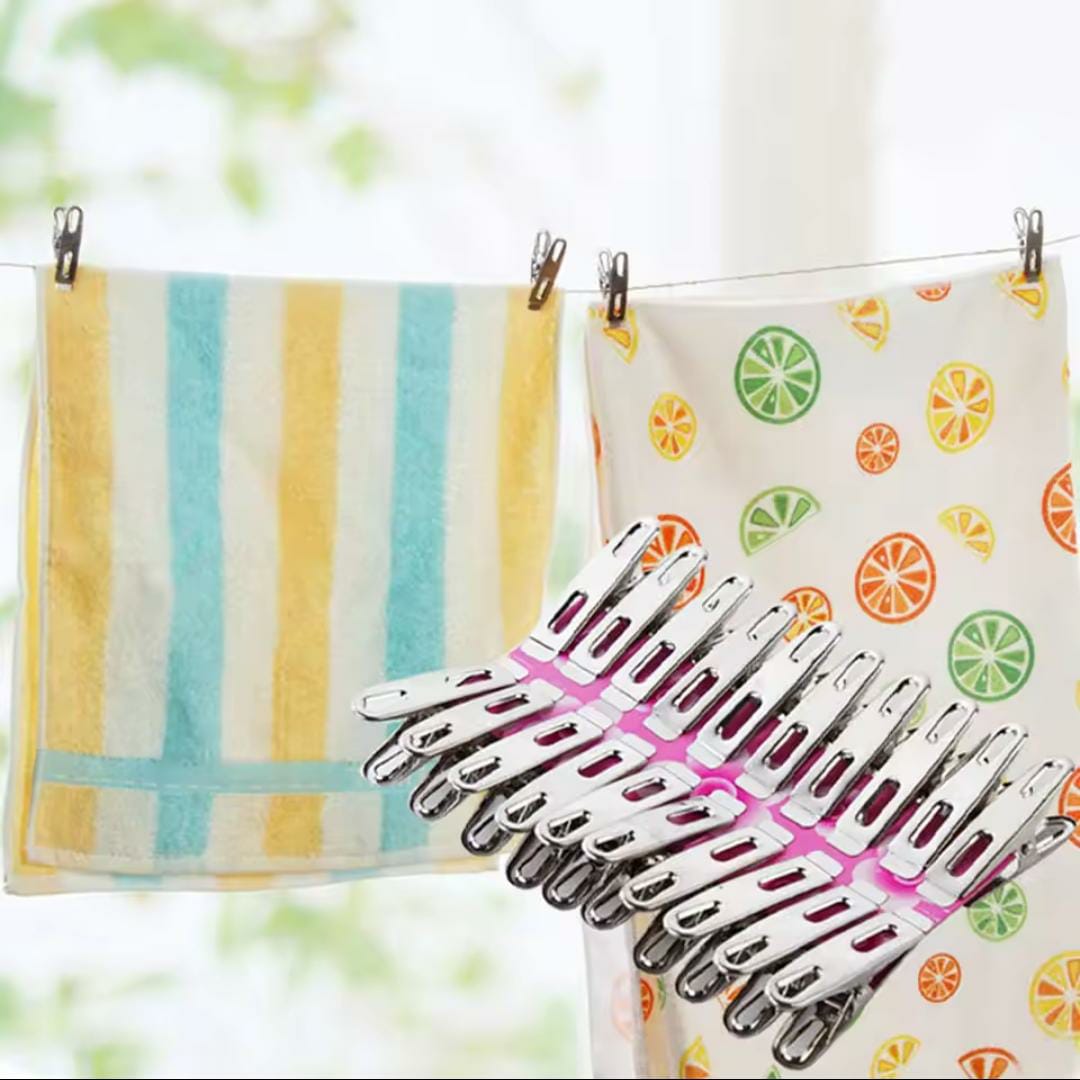 Pack of 20 Stainless Steel Clothes Clips | Rustproof Heavy-Duty Clothespins | Multipurpose Laundry & Cloth Hanging Pegs for Indoor & Outdoor Use