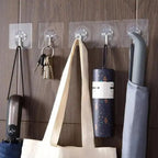 10 Pcs Adhesive Wall Hooks | Heavy Duty Transparent Sticky Hooks for Wall, Ceiling, Door, Bathroom & Kitchen | Waterproof & Oilproof No-Drill Reusable Self-Adhesive Wall Hangers