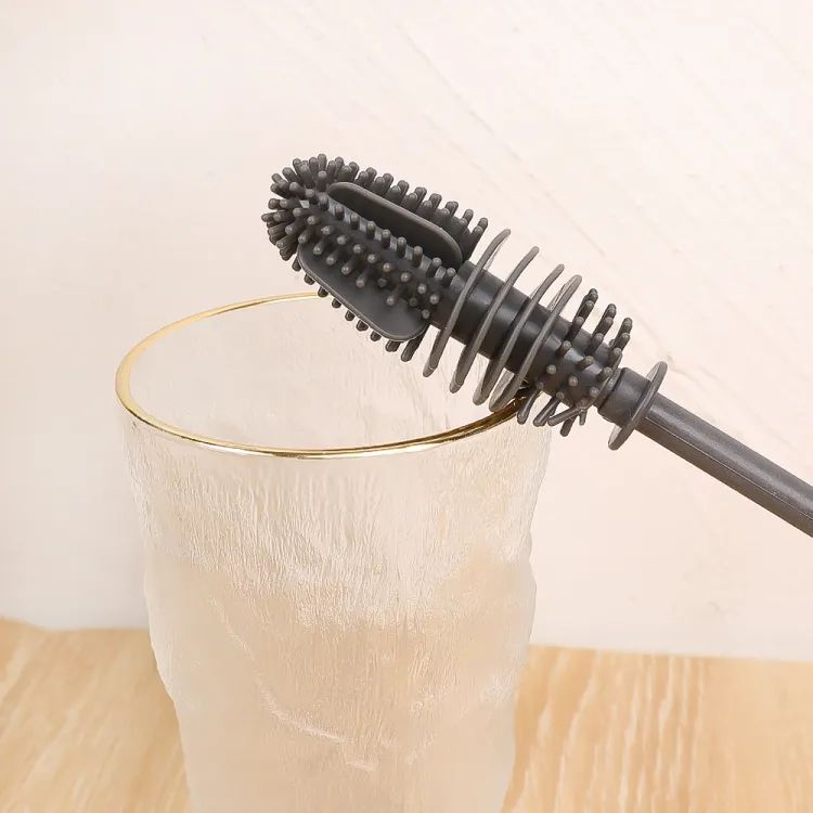Silicone Bottle Cleaning Brush | Long Handle Non-Scratch Bottle Scrubber | Reusable Kitchen & Baby Bottle Cleaning Brush
