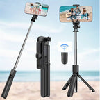4 in 1 Wireless Selfie Stick Tripod with Remote | bluetooth selfie stick and tripod | Extendable, Foldable Phone Holder Stand for Android & iPhone | Portable Selfie Stick with Light Option for Travel, Vlogs & Photography