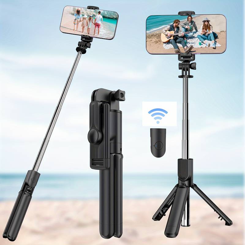 4 in 1 Wireless Selfie Stick Tripod with Remote | bluetooth selfie stick and tripod | Extendable, Foldable Phone Holder Stand for Android & iPhone | Portable Selfie Stick with Light Option for Travel, Vlogs & Photography