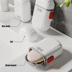 Portable Soap Holder with Lid | Travel Soap Dish Box with Drain Tray | Leakproof Plastic Soap Case for Bathroom, Shower, Gym & Outdoor Use