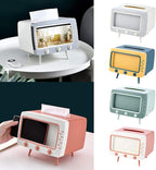 2-in-1 TV Shape Tissue Box with Mobile Holder | Creative Desktop Tissue Organizer | Plastic Tissue Box Cover for Living Room, Bedroom & Bathroom