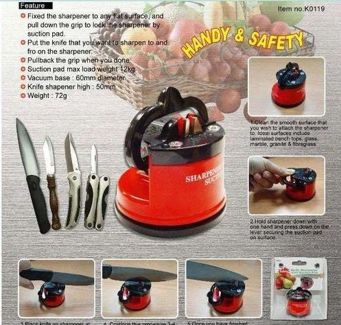 Kitchen Knife Sharpener with Suction Cup | Manual Non-Slip Countertop Knife Sharpening Tool | Household Cutting Tool Sharpener