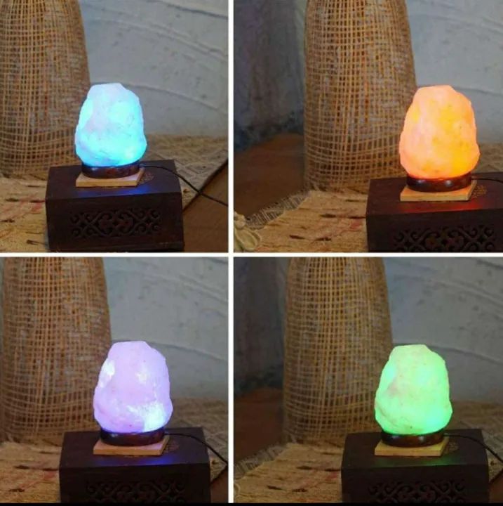 USB Natural Salt Lamp | Multi-Color LED Crystal Rock Lamp with Soft Ambient Glow | Color Changing Table Decorative Light for Bedroom & Home Decor