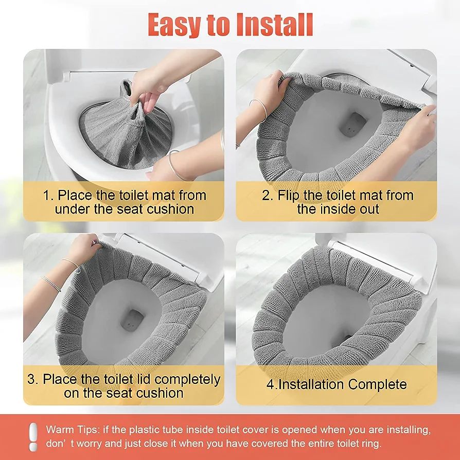 Soft Toilet Seat Cushion Cover | Warm Washable Bathroom Toilet Mat Pad | Reusable Plush Toilet Seat Protector | Universal Fit Toilet Lid Cover for Comfort and Hygiene