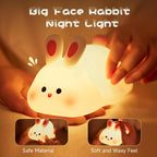 Silicone Bunny Night Light for Kids | Cute Rabbit Touch Sensor Night Lamp | Soft Glow Rechargeable LED Nursery Light