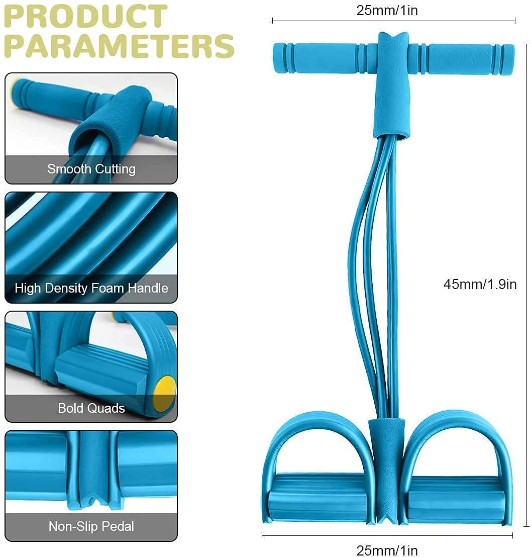 Pedal Resistance Band Tummy Trimmer – Foot Pedal Pull Rope Exerciser with Non-Slip Handles | Portable Home Workout Resistance Band for Yoga, Stretching & Arm Training