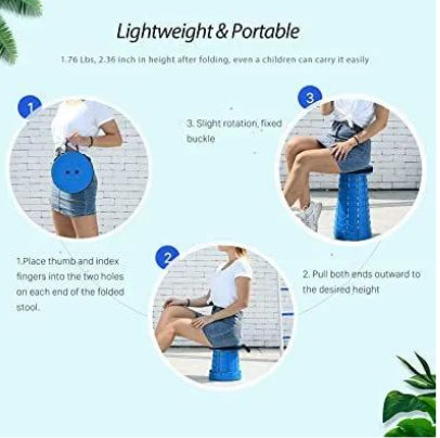 Portable Retractable Folding Stool | Adjustable Height Telescopic Collapsible Chair for Camping, Travel & Outdoor Use | Lightweight Compact Foldable Seat for Easy Carry Anywhere