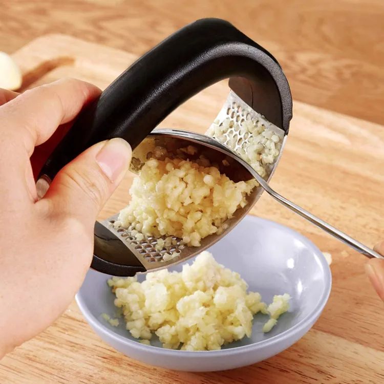Stainless Steel Garlic Press Crusher | Manual Rocking Garlic Mincer & Ginger Chopper | Handheld Garlic Crusher Tool for Easy Kitchen Cooking