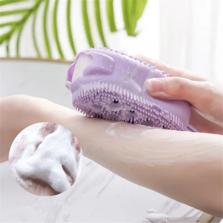 Silicone Body Scrubber Bath Sponge | 2-in-1 Exfoliating Body Brush & Shower Loofah | Soft Silicone Body Cleaning Brush for Women, Men & Kids
