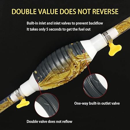 Manual Fuel Transfer Pump Kit | Portable Hand Siphon Pump for Oil, Petrol, Diesel & Water | High-Flow Rubber Bulb Liquid Transfer Hose Pump | Multi-Functional Fluid Extractor Tool