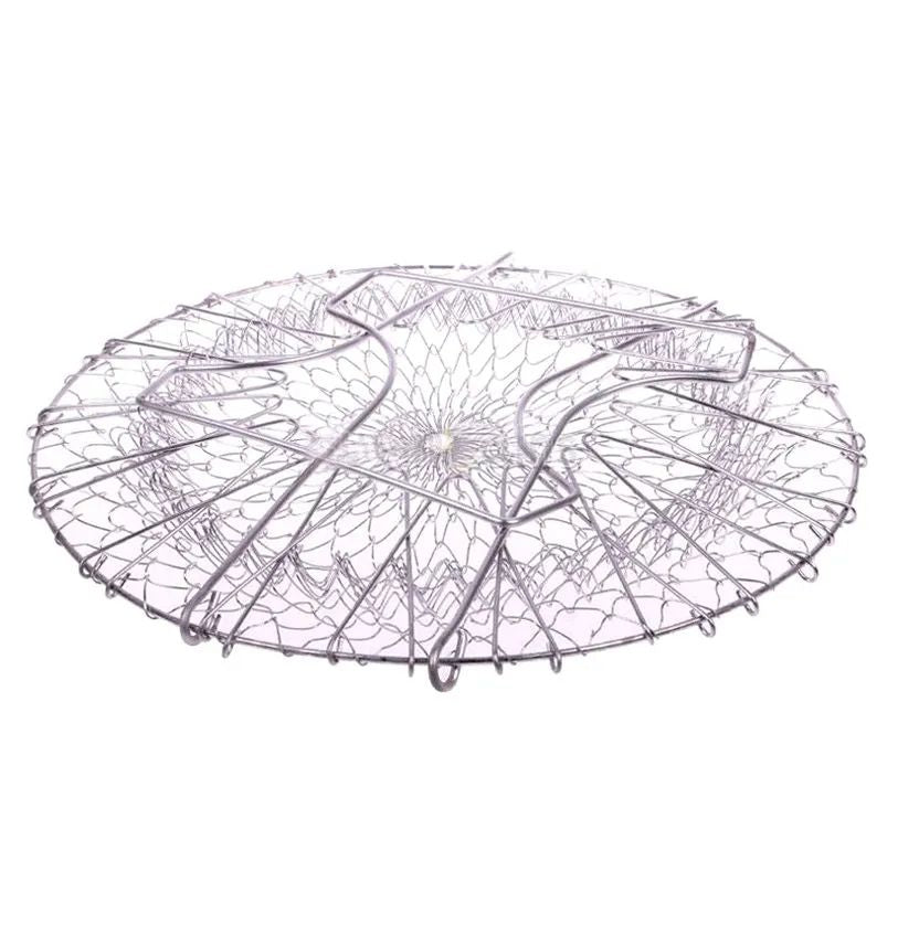 Stainless Steel Foldable Chef Frying Basket | Multipurpose Cooking Basket for Deep Frying, Boiling, Draining & Steaming | 12-in-1 Kitchen Mesh Basket Tool