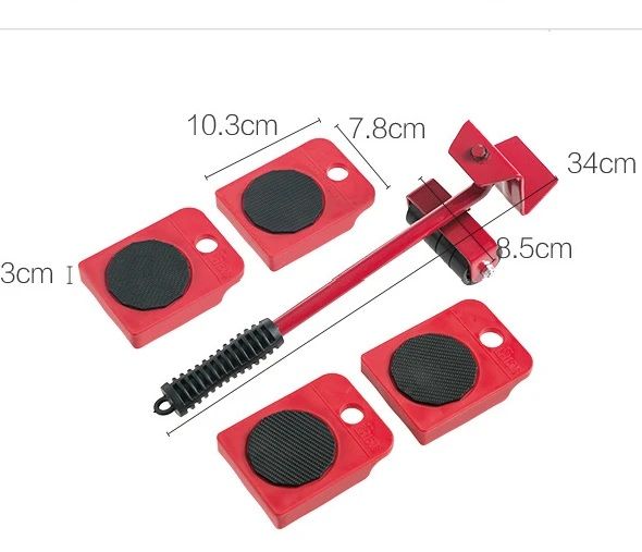 5-in-1 Heavy Duty Furniture Lifter and Mover Tool Set | Furniture Moving System with Lifting Lever and 4 Roller Sliders | Easy Lift and Transport Kit for Sofa, Bed, Cabinet, and Heavy Appliances