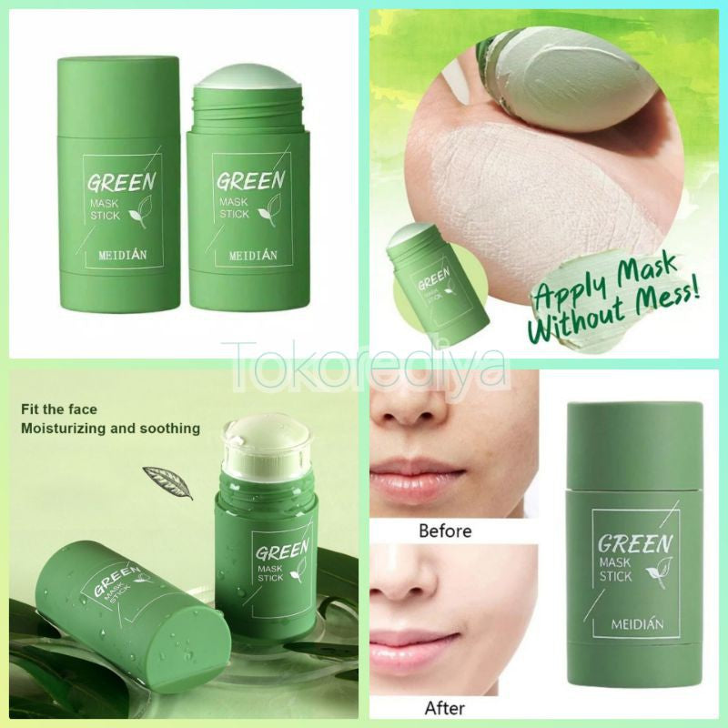 Green Tea Mask Stick 40g | Deep Cleansing Clay Mask Stick for Pores & Oil Control | Purifying Green Tea Face Mask Stick for Daily Skincare