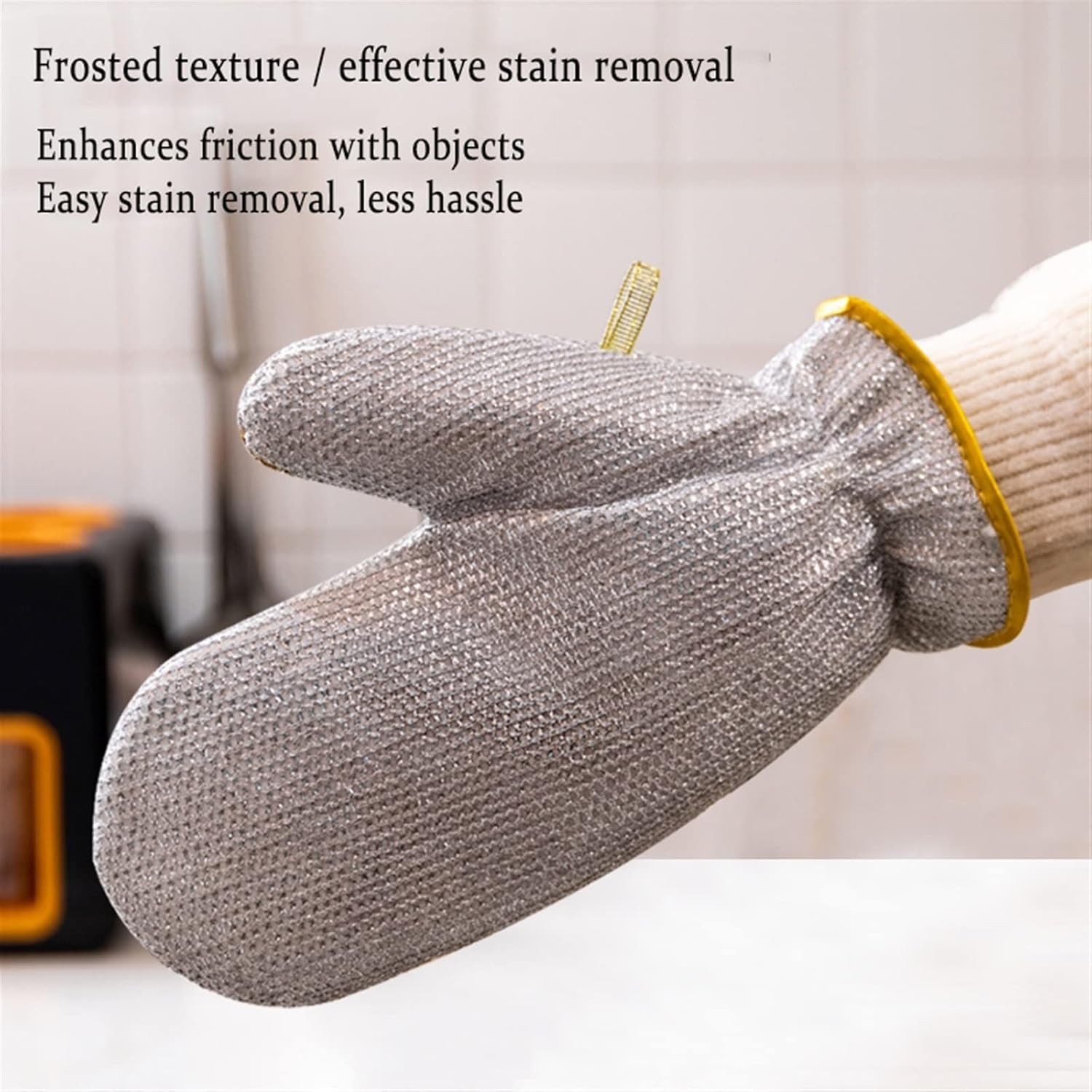 Steel Wire Dishwashing Gloves | Waterproof & Heat Resistant Kitchen Cleaning Gloves | Reusable Anti-Slip Scrubbing Mitts for Pots, Pans & Household Use (1Pc)