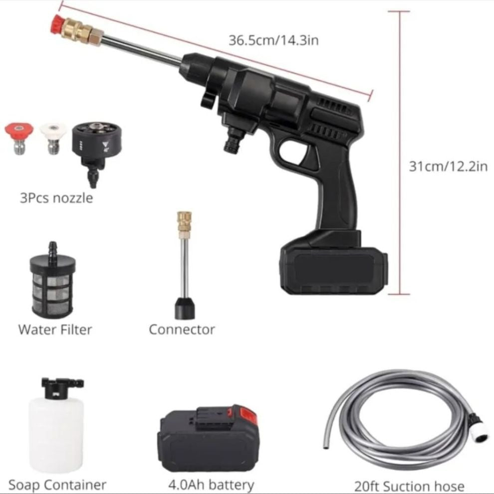 Portable Powerful High Pressure 48V Cordless Pressure Washer | Wireless Car Wash Water Jet Foam Gun | Rechargeable Battery Portable Car Washer
