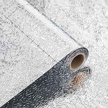 60 x 200 CM Self-Adhesive Aluminium Foil Sheet | Waterproof Heat-Resistant Kitchen Sticker | Oil-Proof Peel & Stick Silver Foil for Cabinets, Counters & Stove Backsplash