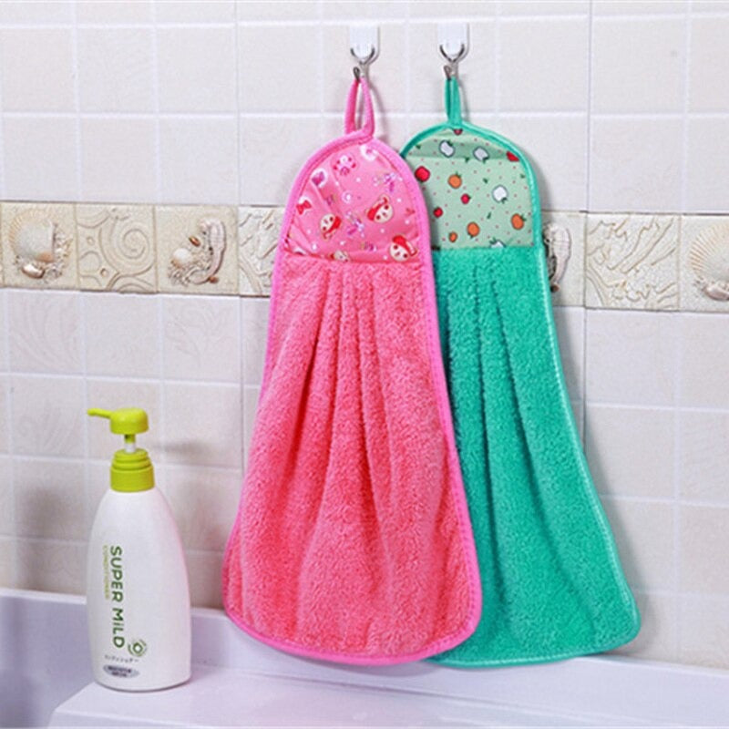 Soft Microfiber Hanging Hand Towels for Kitchen & Bathroom | Quick-Dry, Absorbent, Reusable Plush Hand Towels with Cute Designs
