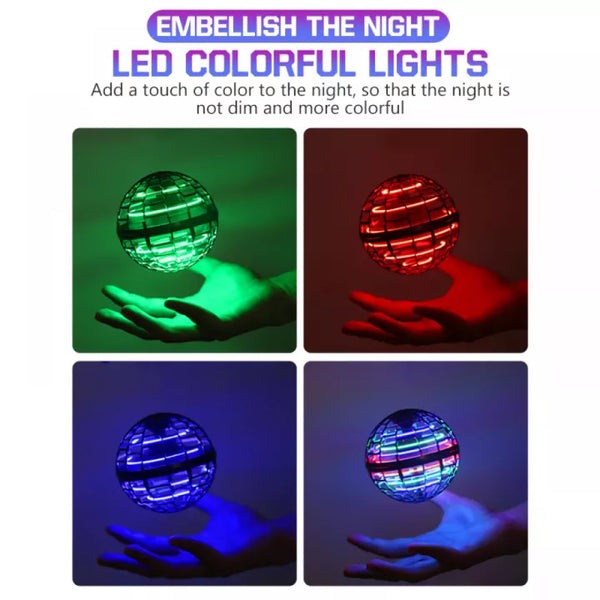 LED Flying Spinner Ball Toy | Hand Controlled Hover Flying Orb | Rechargeable Light Up Rotating Mini Flying Toy for Kids