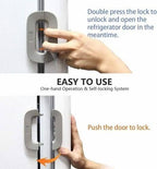 Fridge Lock with Key 2 Pcs Stainless Steel Double Door Fridge Locker Clip | Refrigerator Door Lock with Key | Child Safety Fridge Lock for Kids | Strong Adhesive & Durable