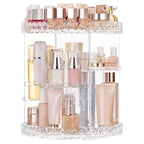 360° Rotating Makeup Organizer | Clear Acrylic Rotating Cosmetic Organizer | Multi-Tier Vanity Makeup Storage & Display Stand