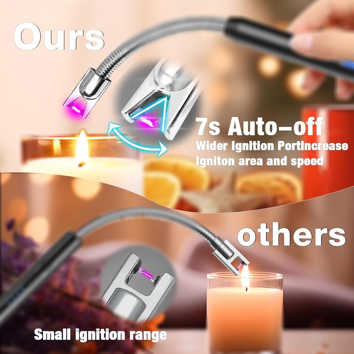 Rechargeable Electric USB Arc Lighter | Flameless Windproof Lighter with Flexible Neck & LED Indicator | Multipurpose Ignition Tool for Kitchen, Stove, Candles & Camping