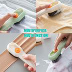 Multifunctional Cleaning Brush with Soap Dispenser | Long Handle Shoe & Dishwashing Brush with Liquid Tank | Refillable Scrub Brush for Bathroom, Kitchen & Household Use