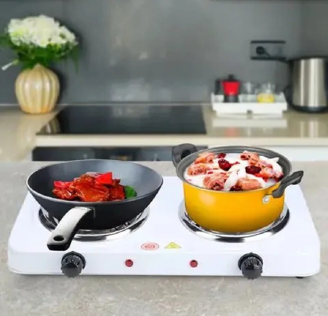 Electric Stove Double Hot Plate | 2000W Dual Burner Stove for Fast Cooking | Portable Electric Hot Plate for Kitchen, Home & Travel | Easy-Clean Countertop Electric Cooker