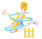 Electric Duck Climbing Track Toy | Stair Climbing Musical Duck Set with Flashing Lights & Slide | Fun Roller Coaster Race Track Toy for Toddlers & Kids