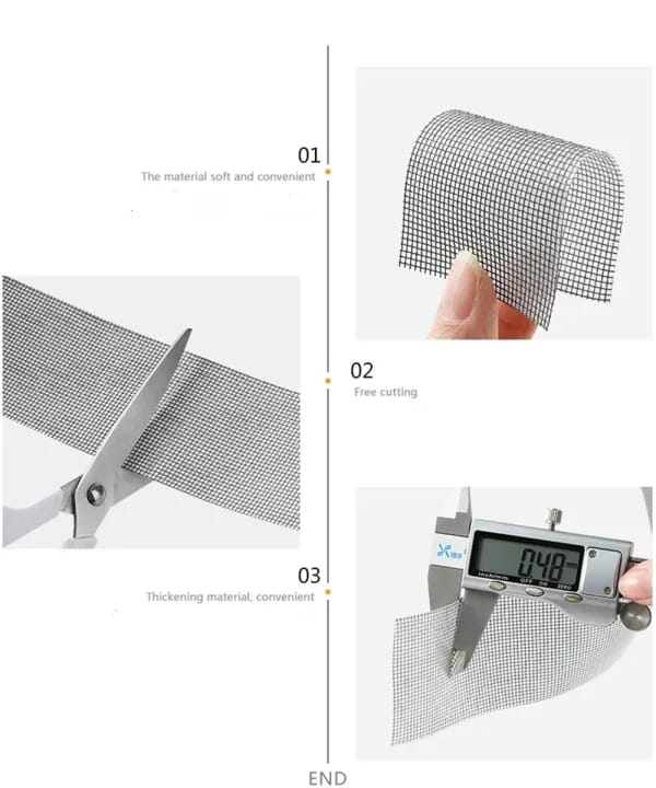 Self-Adhesive Window Screen Repair Tape | 2M Mesh Roll Tape for Mosquito Net & Fly Screen Repair | Waterproof Anti-Insect Patch for Doors & Windows | Easy DIY Screen Repair Kit