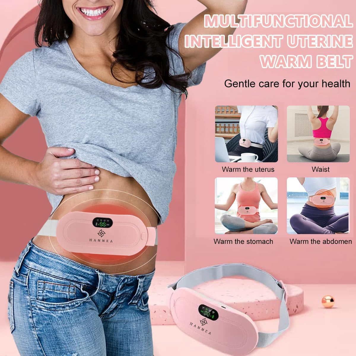 USB Rechargeable Heating Belt for Period Comfort – Electric Waist & Stomach Heating Pad with Adjustable Heat Levels for Girls & Women