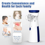 Portable Mesh Nebulizer Machine with Mask for Kids and Adults | Handheld Ultrasonic Inhaler Nebulizer | Compact Silent Home & Travel Nebulizer Device | USB Rechargeable Mini Nebulizer for Easy Breathing