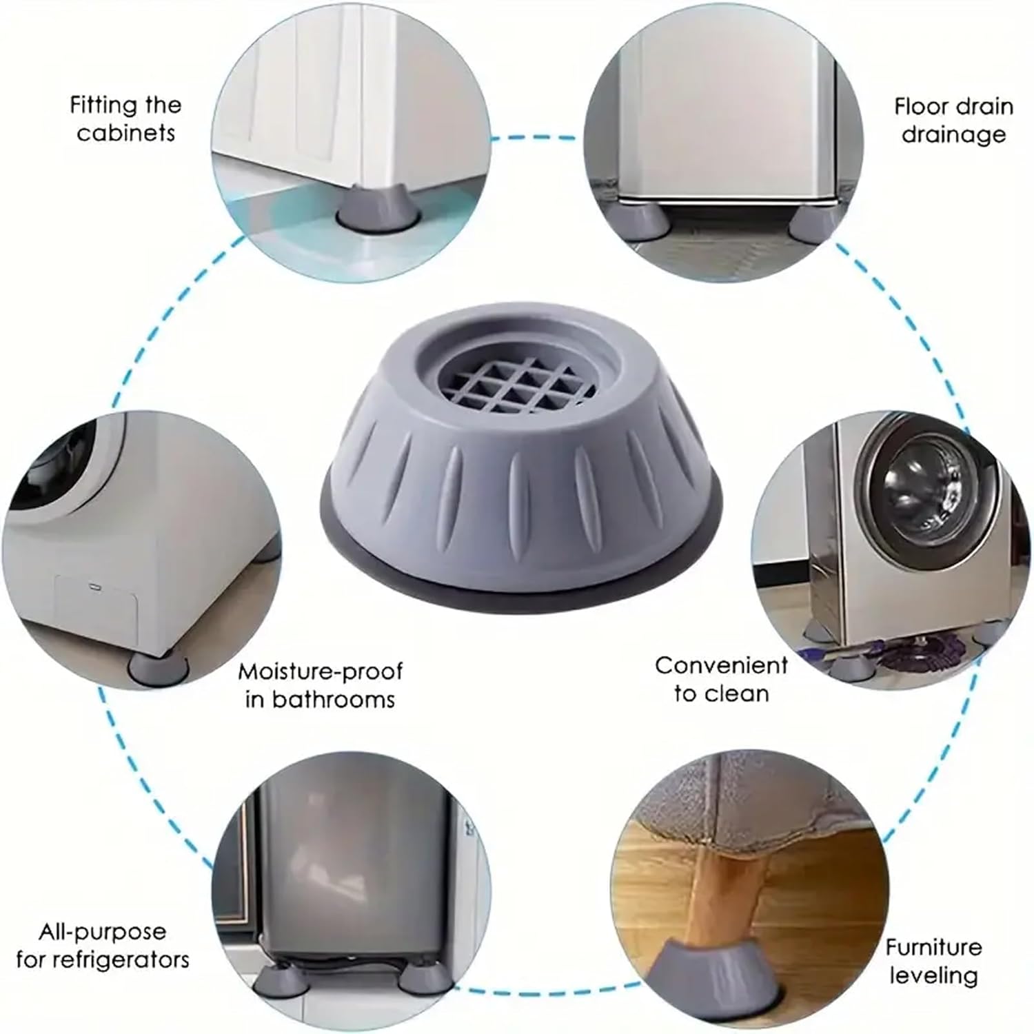 Pack of 4 Anti-Vibration Washing Machine Foot Pads | Non-Slip Shock Absorber Mats for Washer, Dryer & Home Appliances | Noise Reduction Rubber Floor Protectors