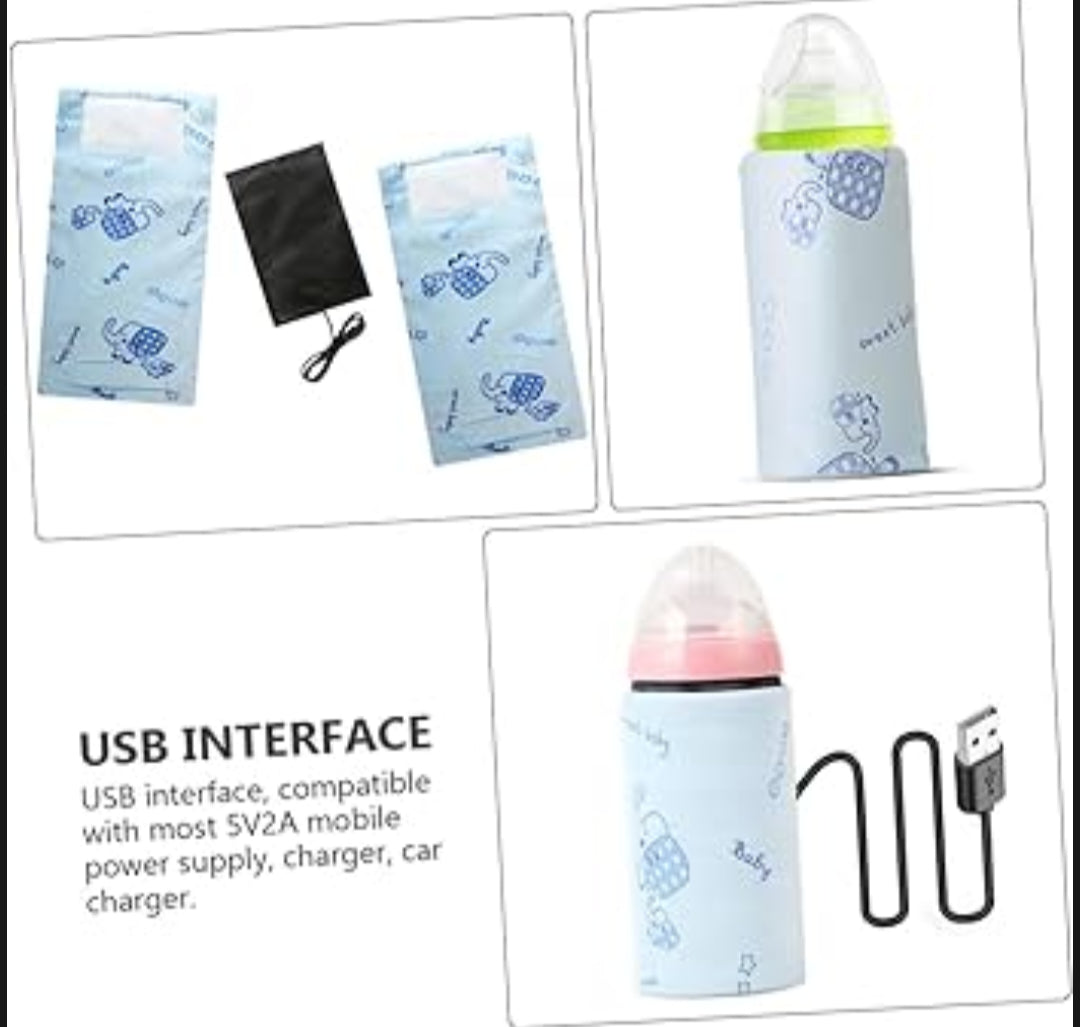 Portable USB Baby Bottle Warmer | USB Milk Warmer Sleeve & Bottle Heating Bag | Travel Baby Bottle Warmer for Home & Outdoor Use